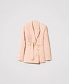 Giacca blazer in misto lino con cintura Twinset