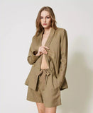 Shorts in misto lino con cintura Twinset