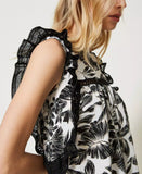 Top lungo con stampa e pizzo Twinset