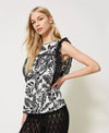 Top lungo con stampa e pizzo Twinset