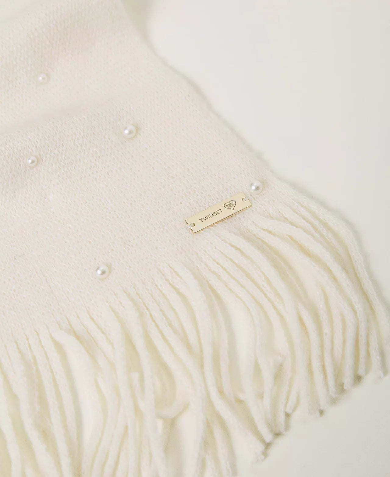 Sciarpa con perle e frange Twinset