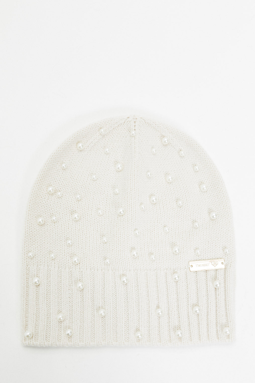 Berretto in maglia con perle Twinset