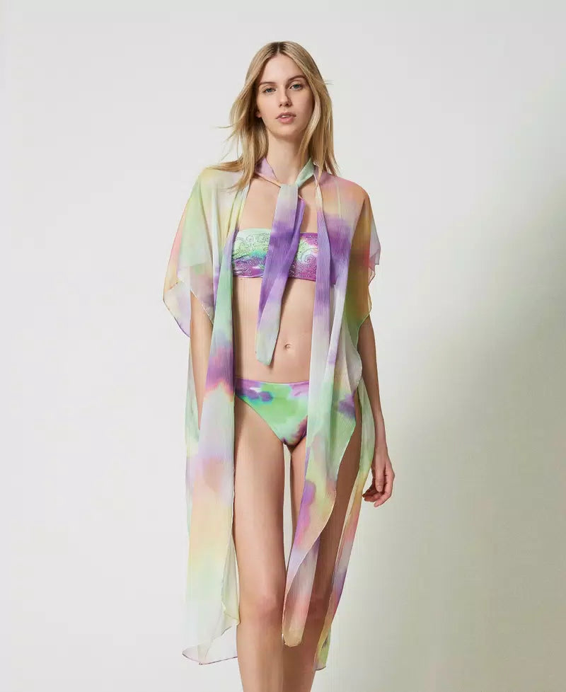 Poncho in organza a stampa tie-dye TWINSET