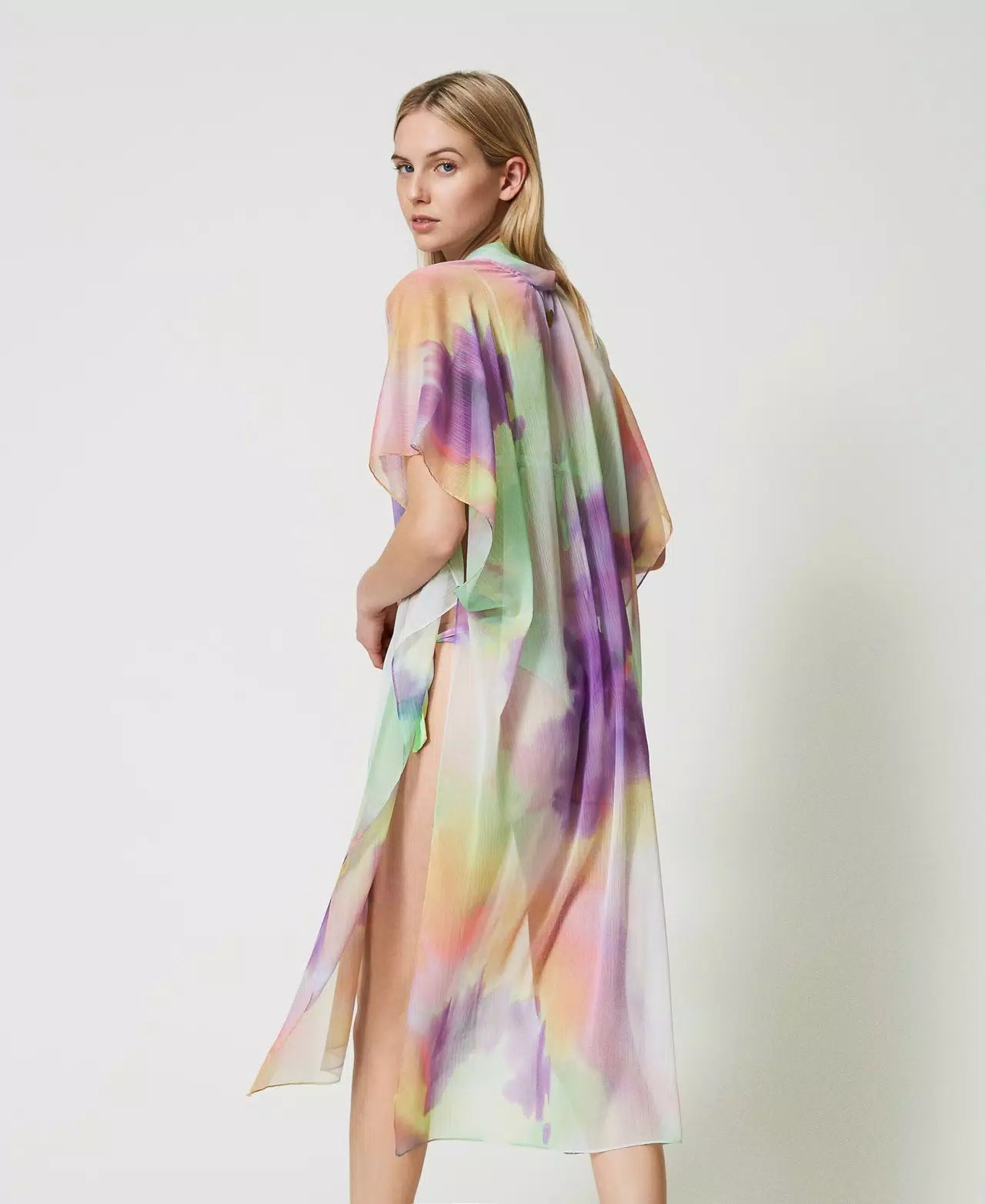 Poncho in organza a stampa tie-dye TWINSET