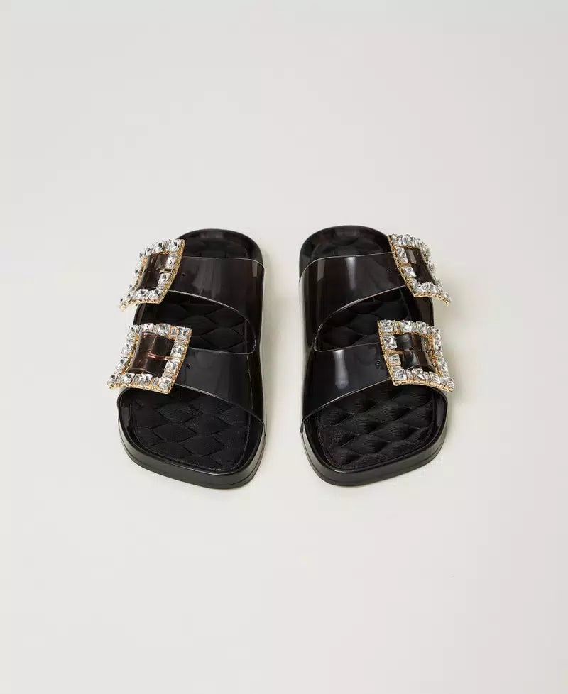 Sandali slide con fibbia gioiello Twinset