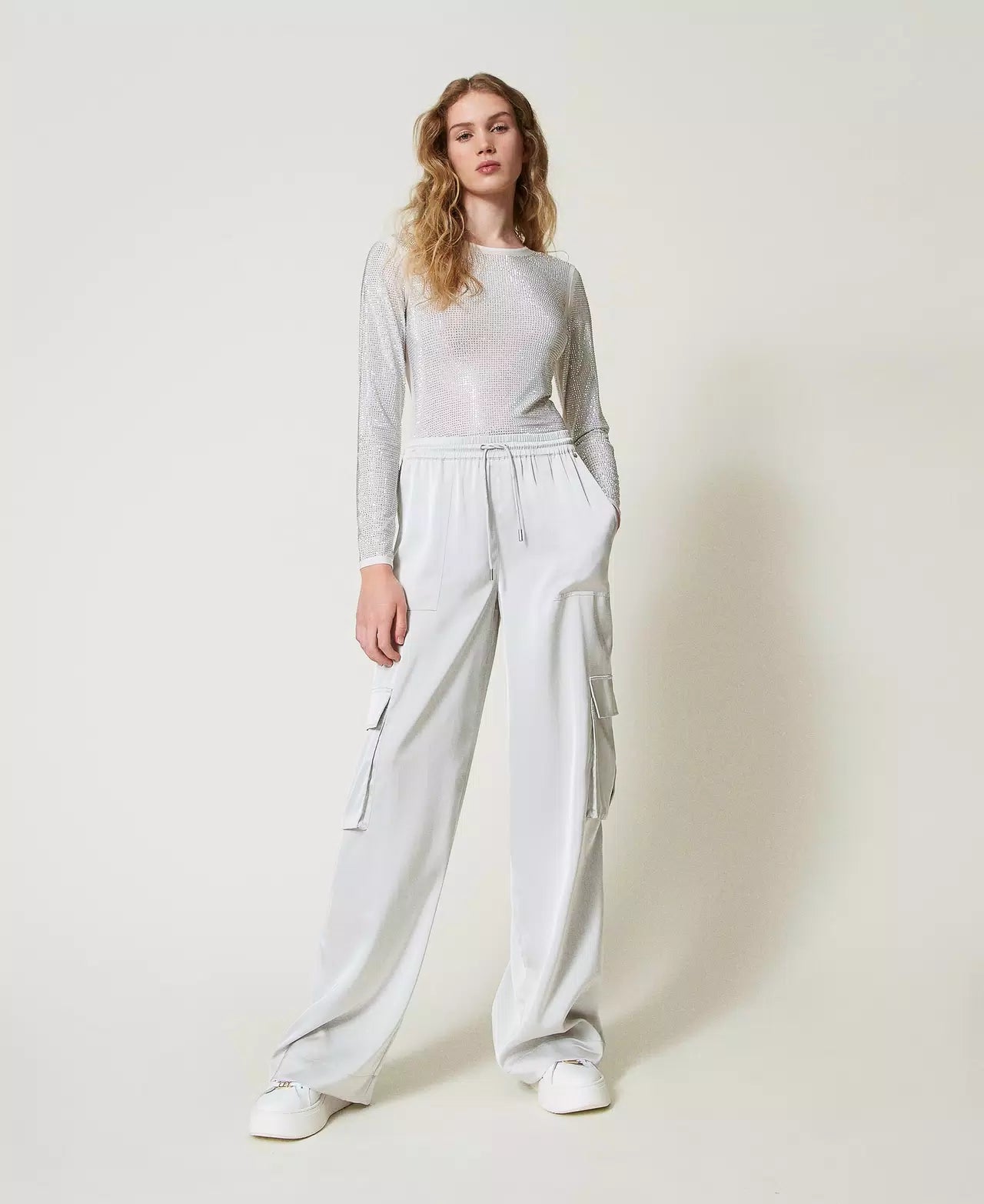 Pantaloni cargo in raso TWINSET