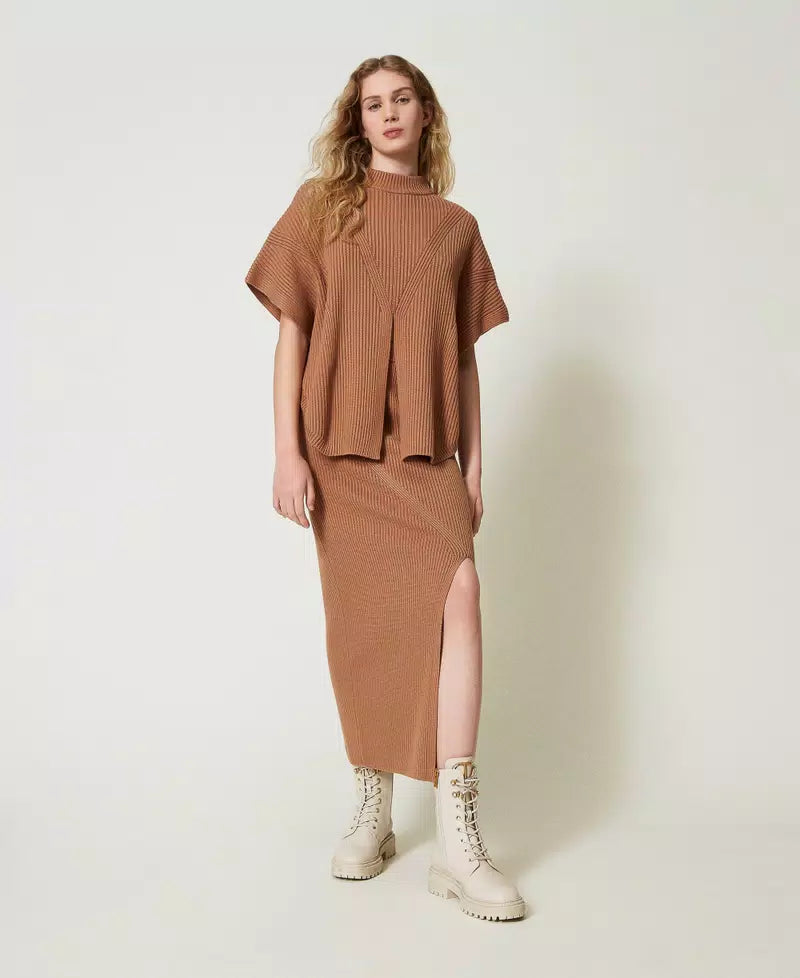 Maglia a poncho a costine TWINSET