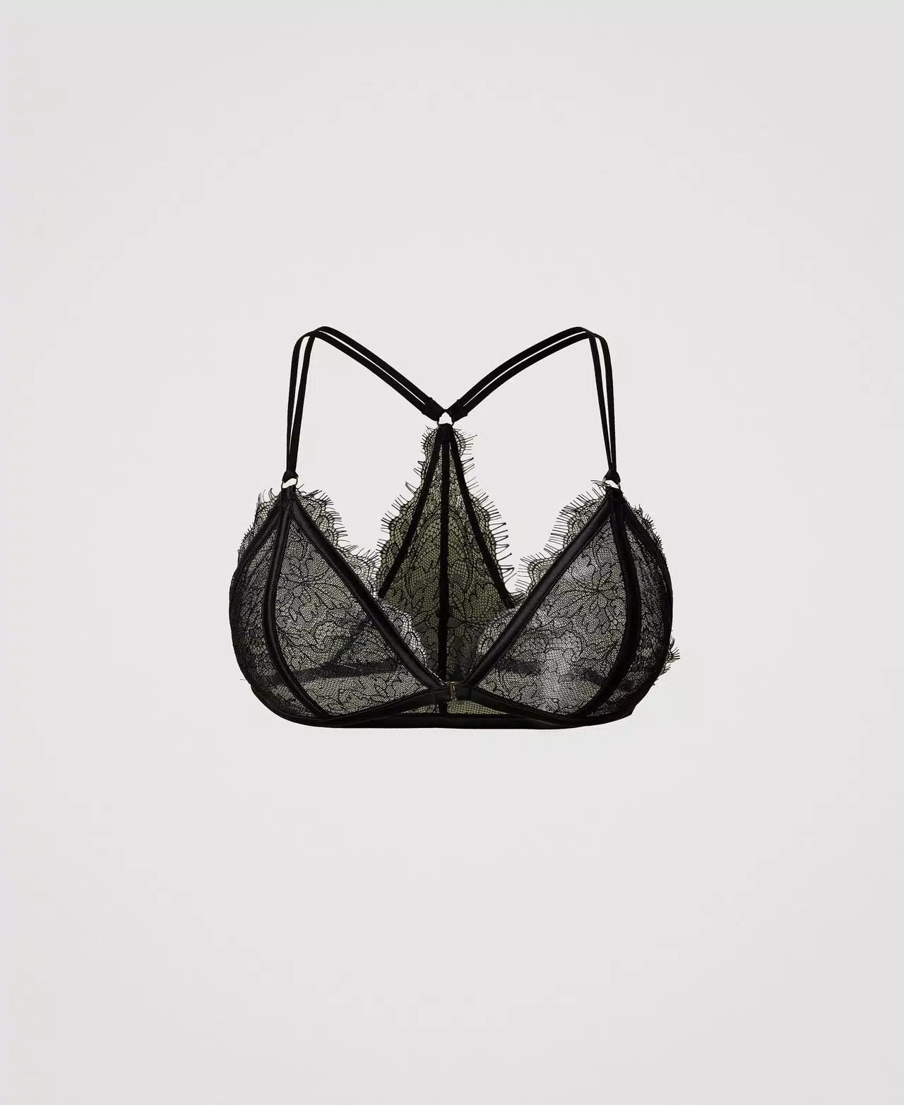 Reggiseno a triangolo in pizzo e raso Twinset