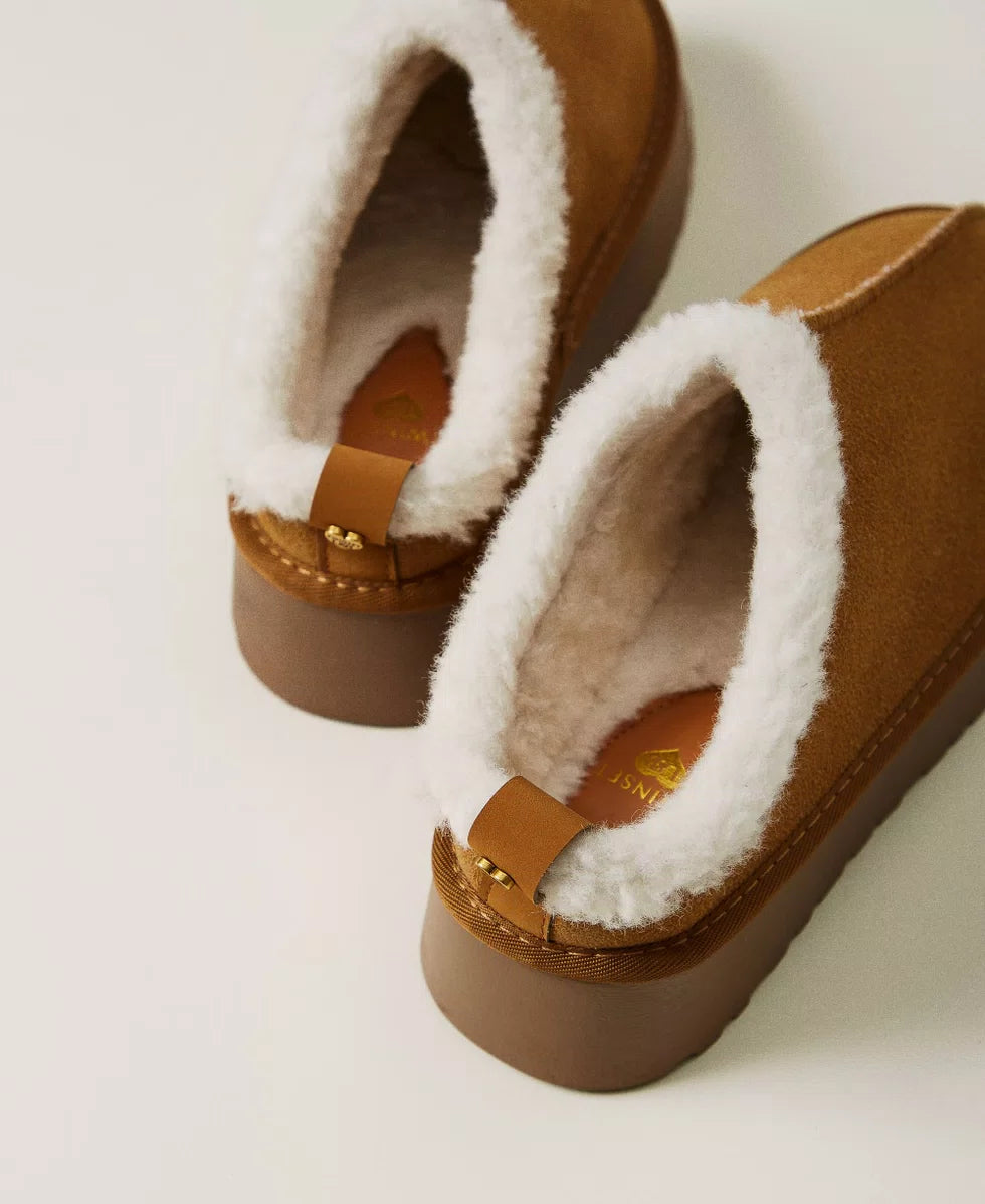 Scarpe sabot con faux fur Twinset