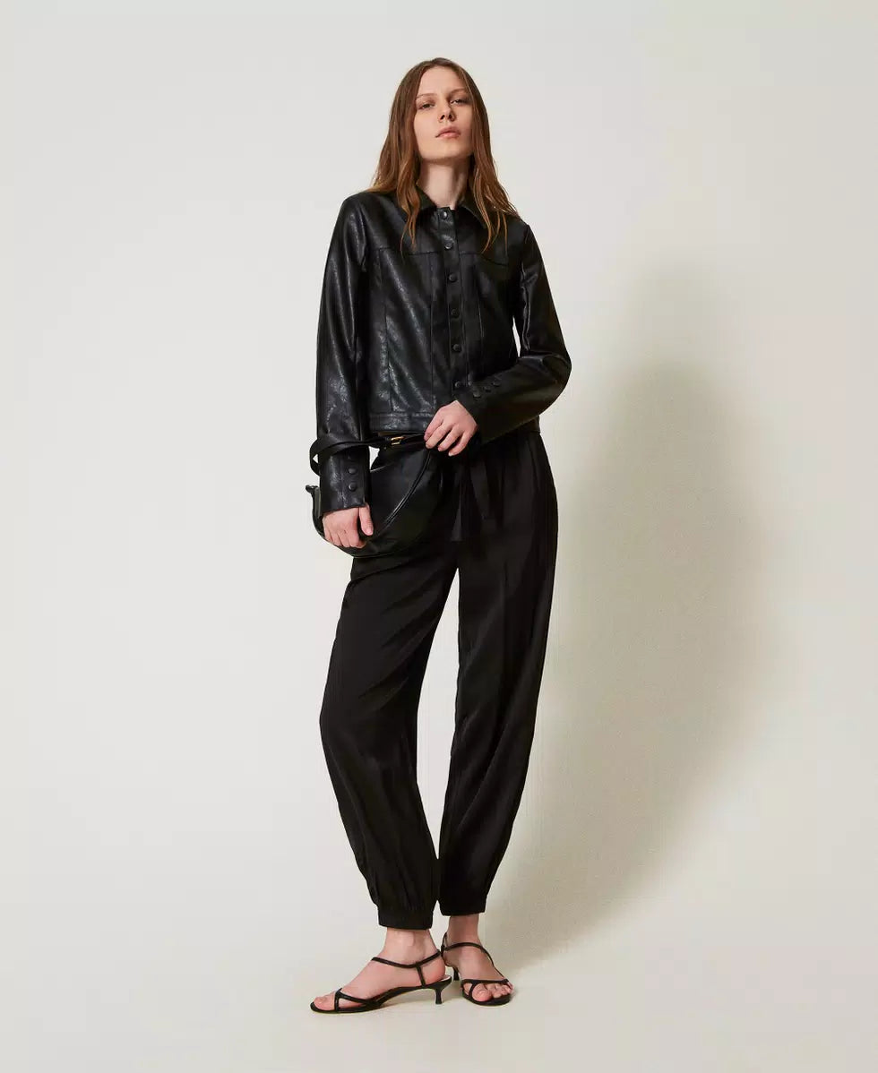 Pantaloni joggers in raso Twinset
