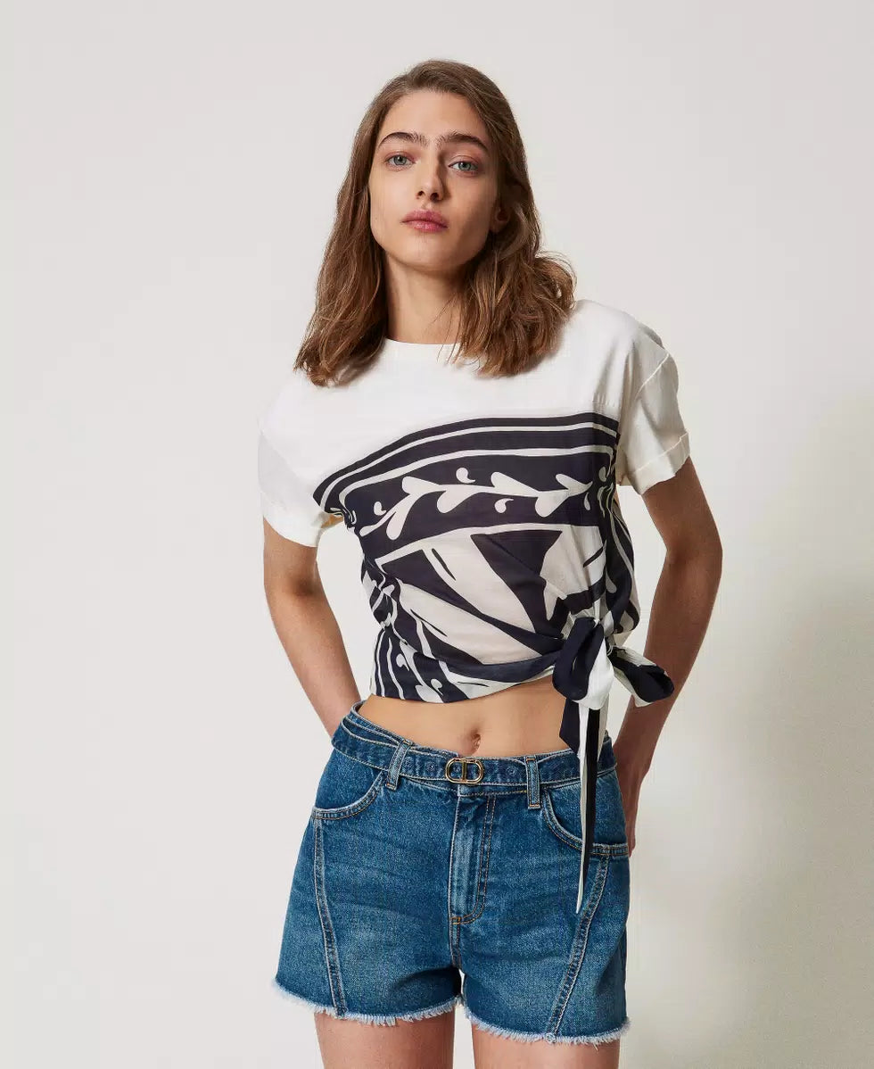 T-shirt con mussola stampata TWINSET
