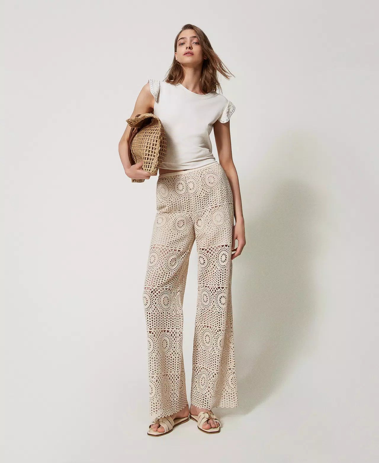Pantaloni a palazzo in crochet TWINSET