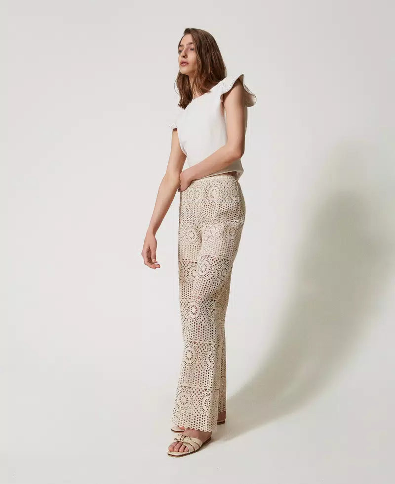 Pantaloni a palazzo in crochet TWINSET