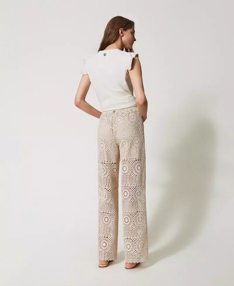 Pantaloni a palazzo in crochet TWINSET