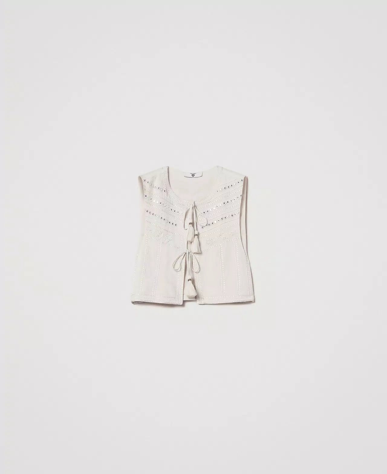 Gilet in misto lino con ricamo Twinset