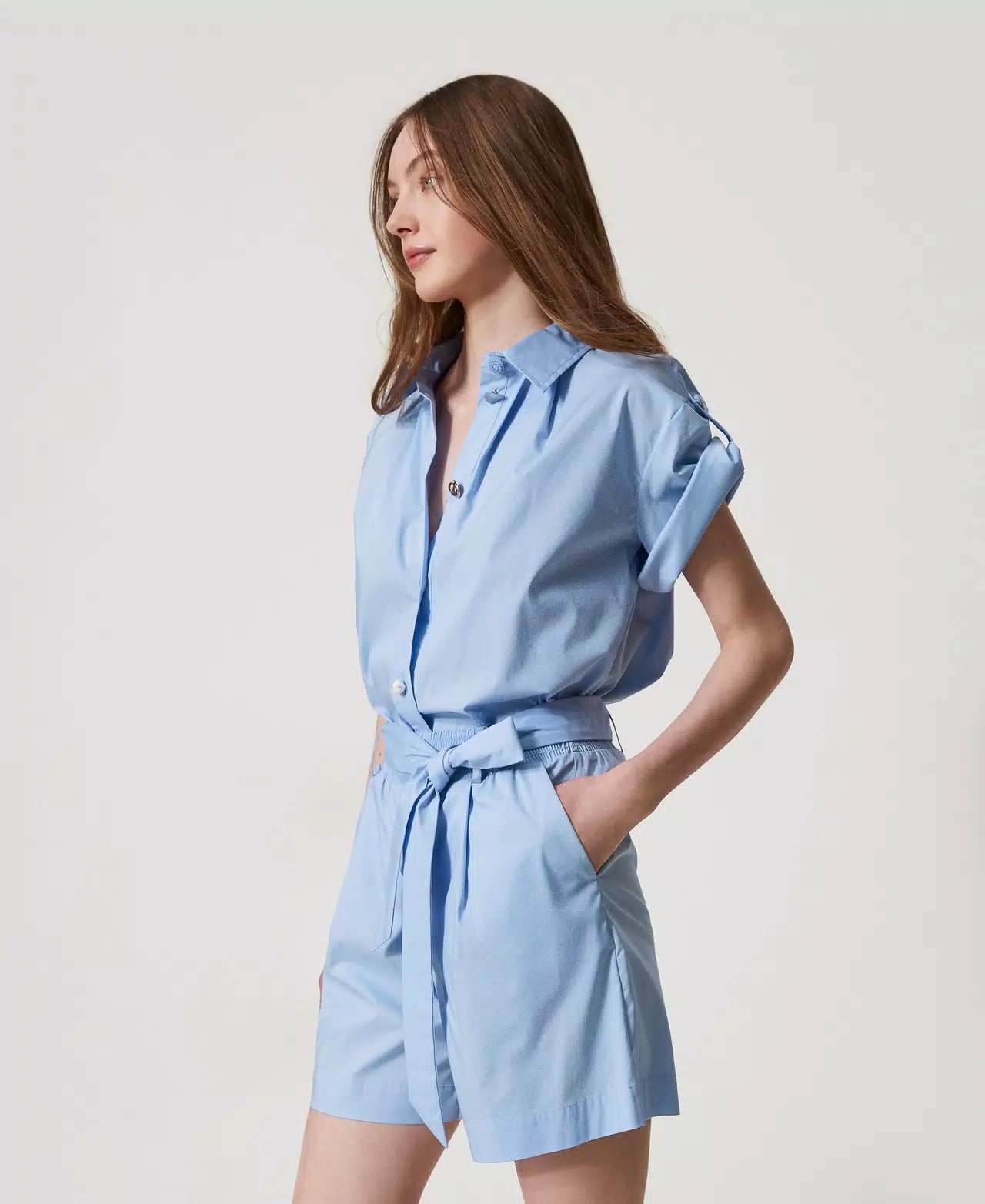 Bermuda in popeline con cintura Twinset