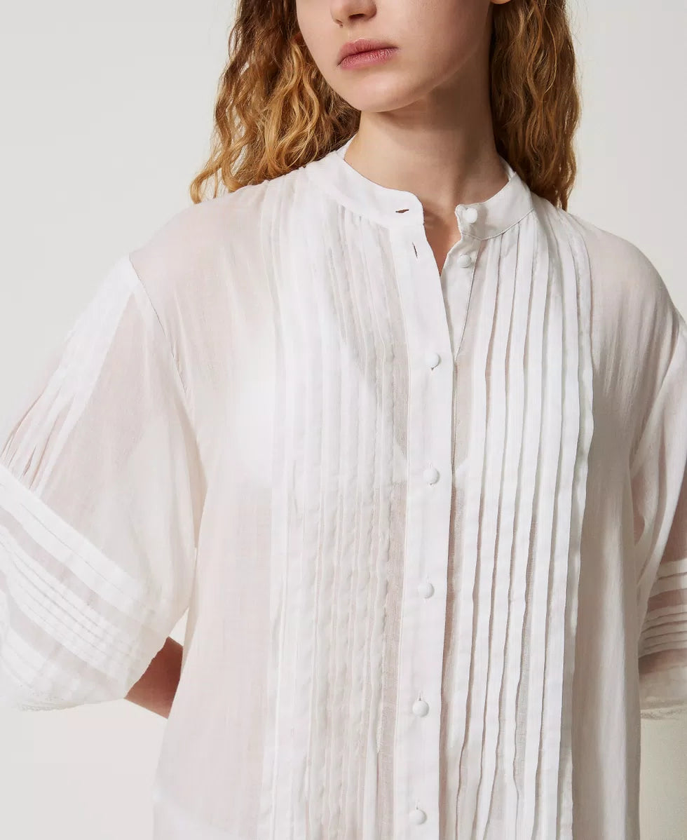 Caftano lungo in mussola con pizzo Twinset