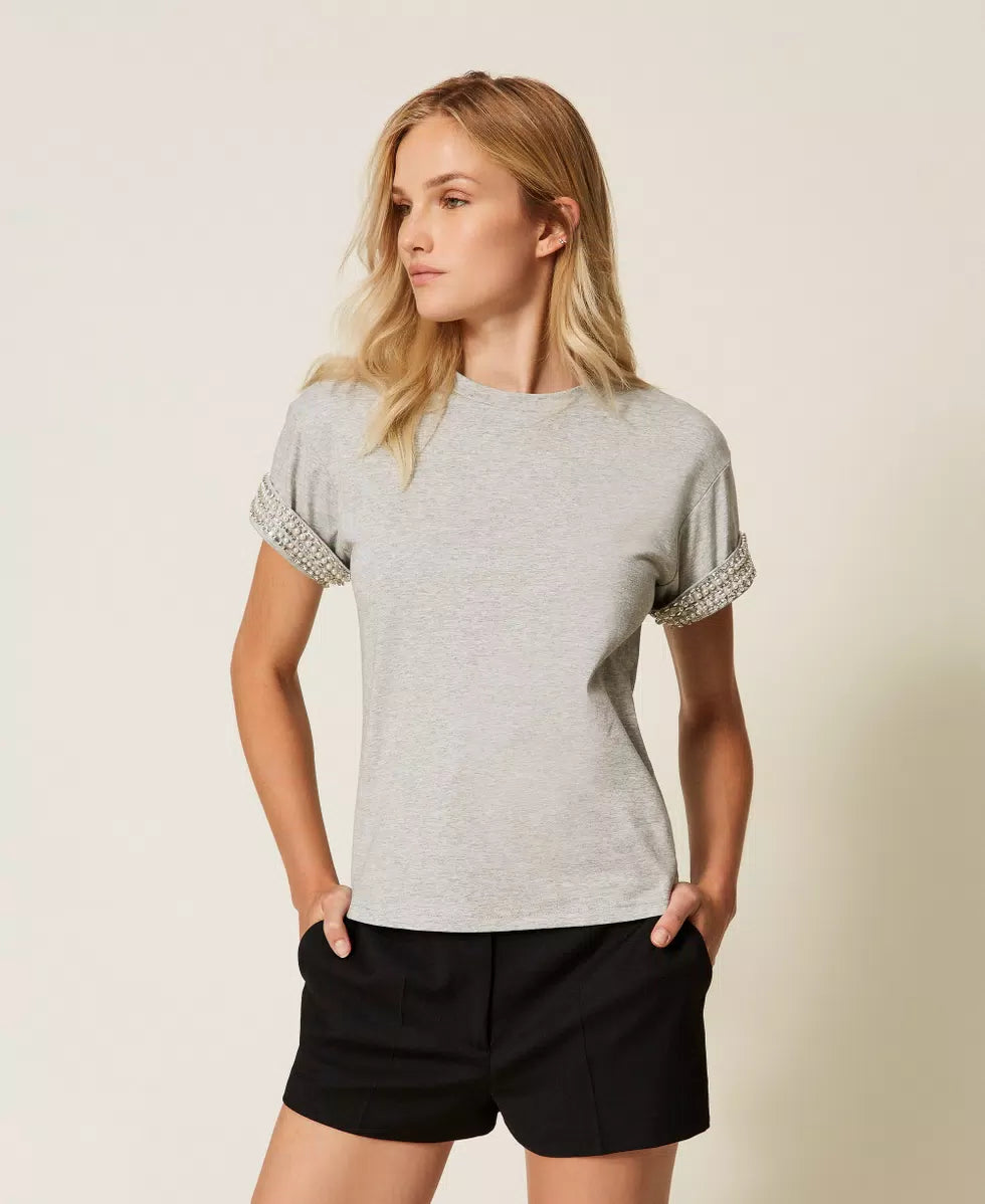 T-shirt con logo strass Twinset