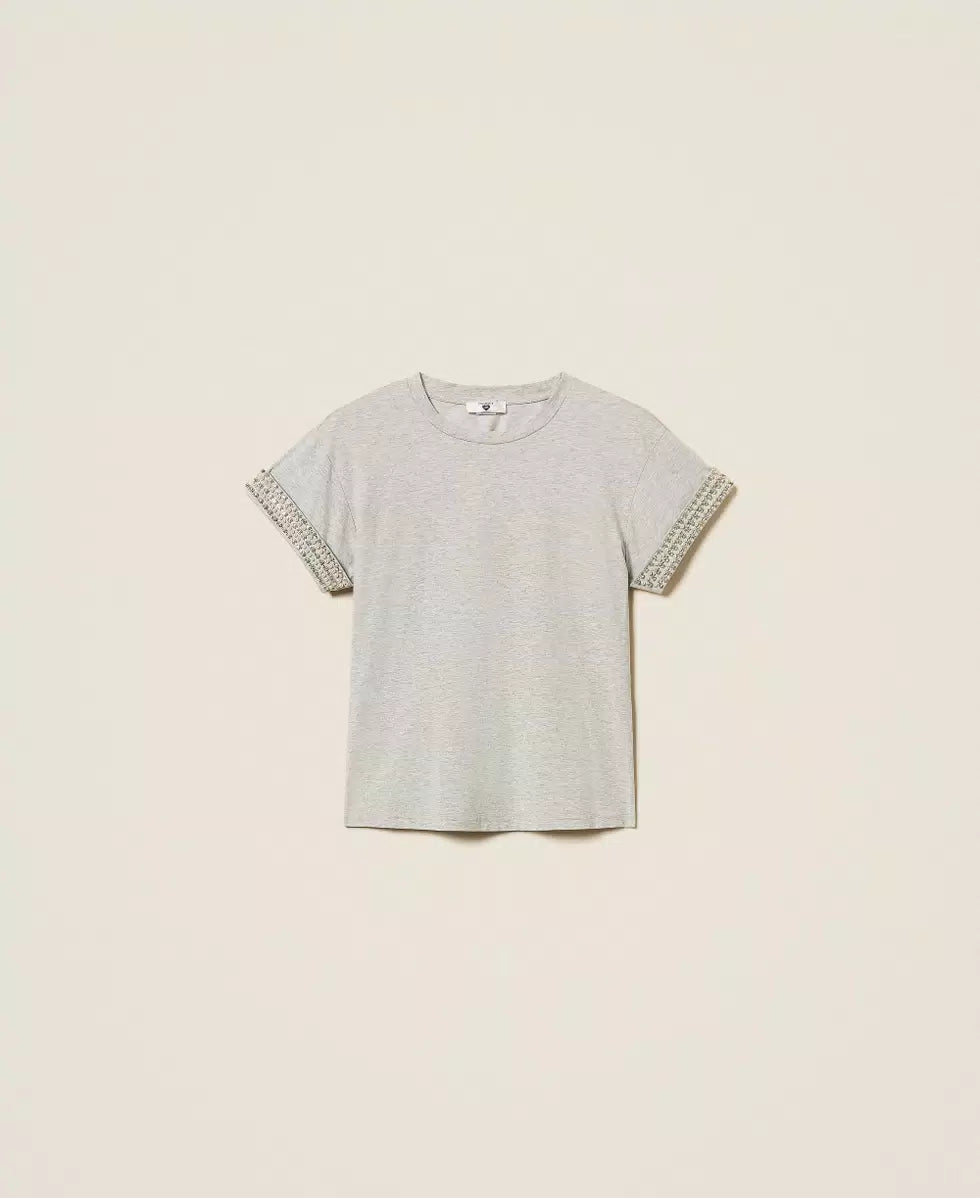 T-shirt con logo strass Twinset