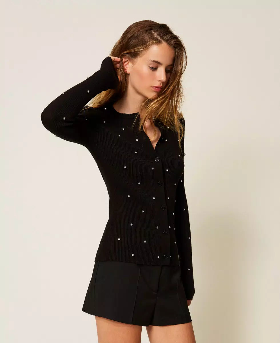 Cardigan girocollo con ricami Twinset