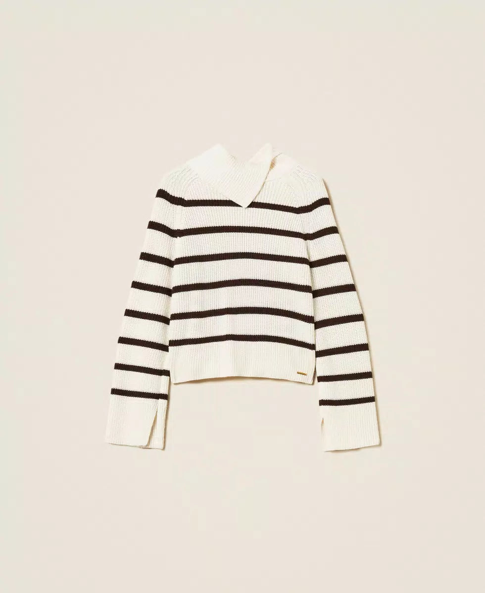 Maglia a righe con collo asimmetrico Twinset