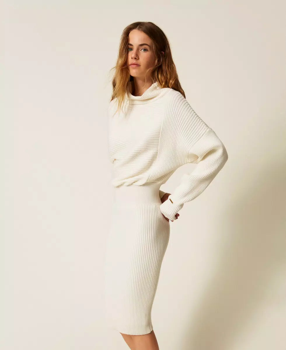 Abito longuette in maglia a costine Twinset