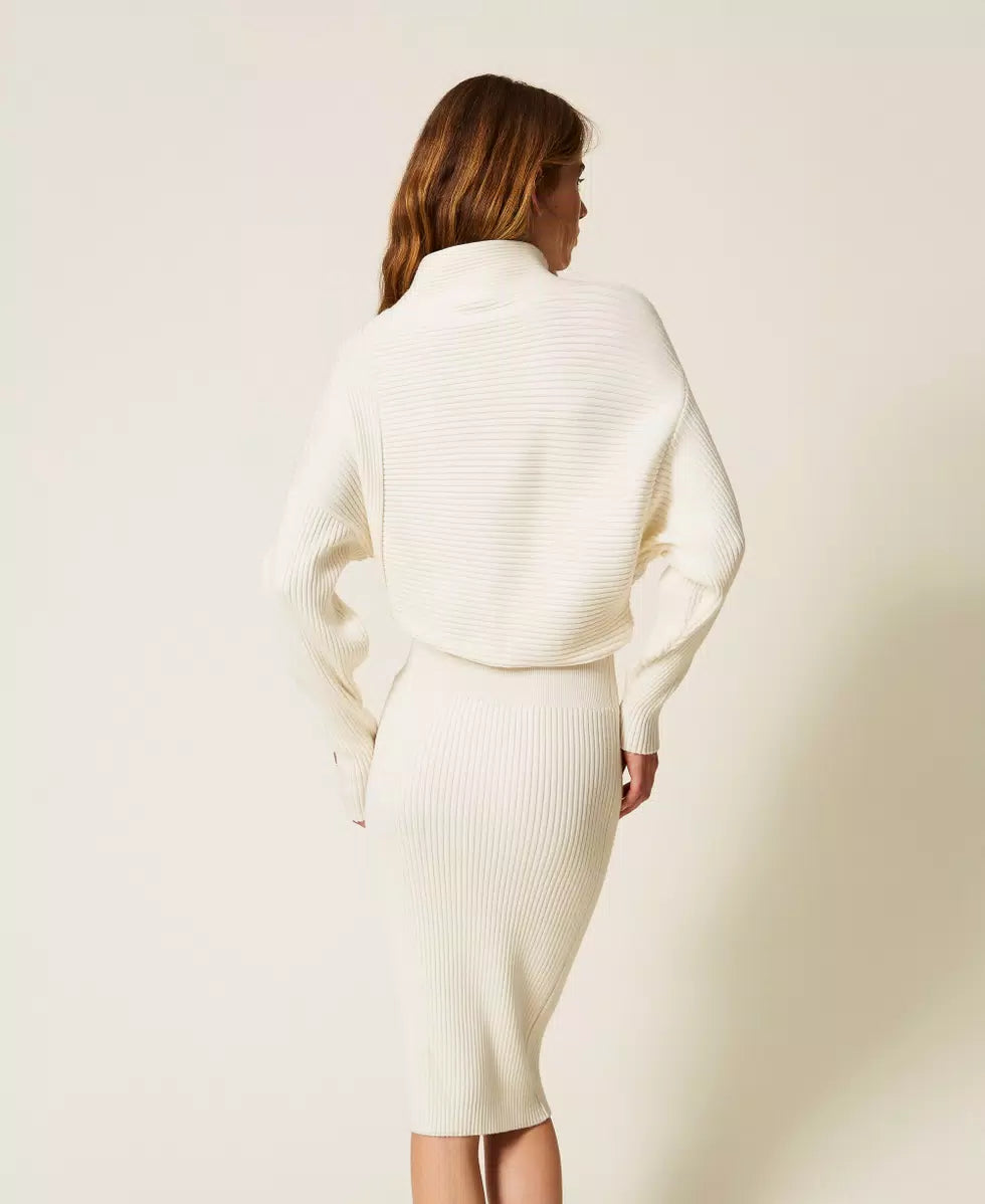 Abito longuette in maglia a costine Twinset