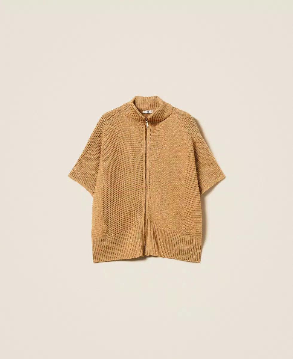 Poncho in maglia con zip TWINSET