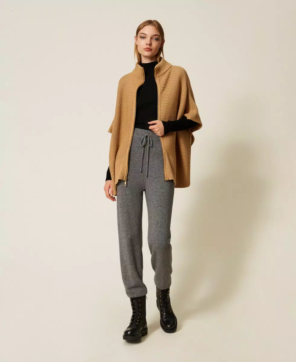 Poncho in maglia con zip TWINSET