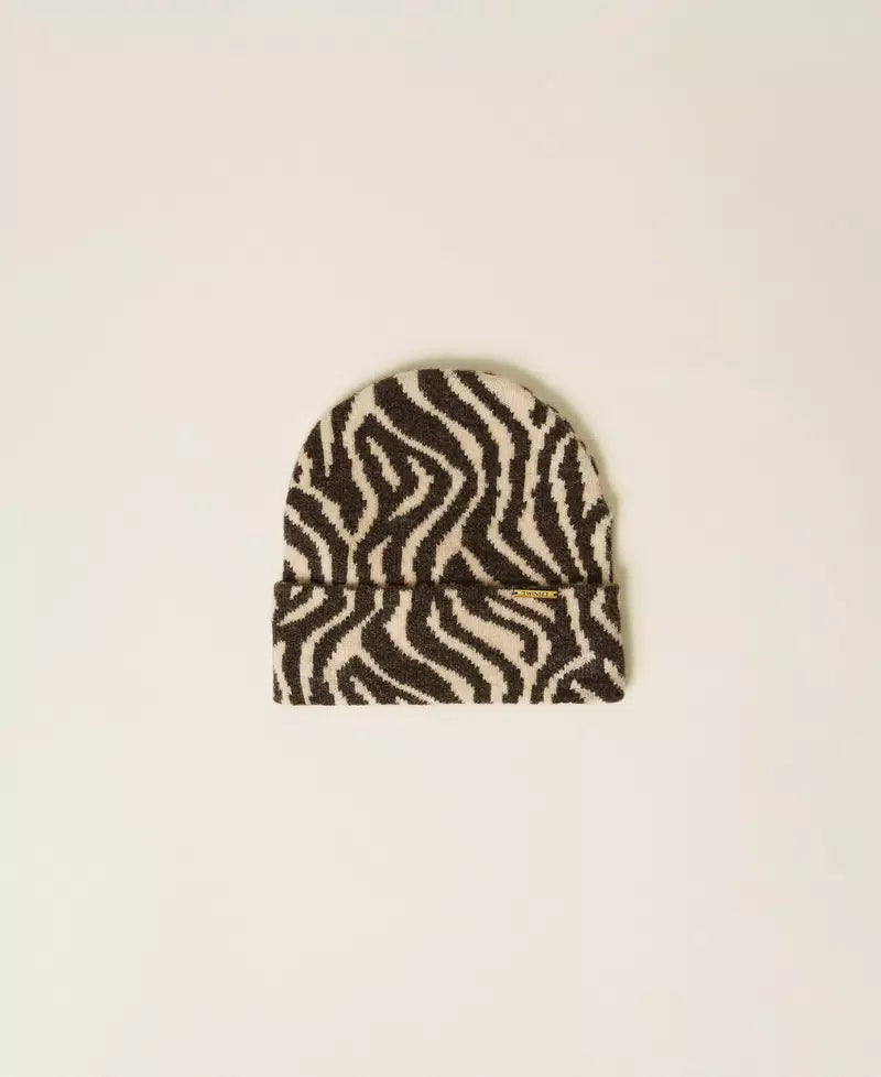 Berretto in maglia jacquard animalier Twinset