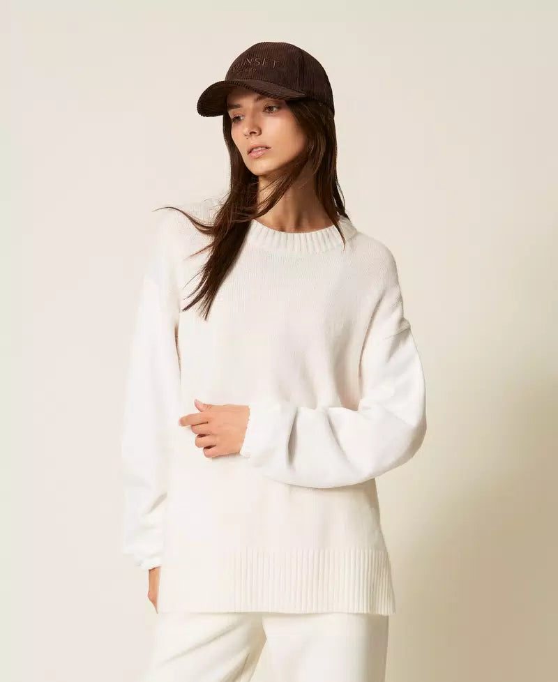 Maglia tricot con maniche in felpa Twinset
