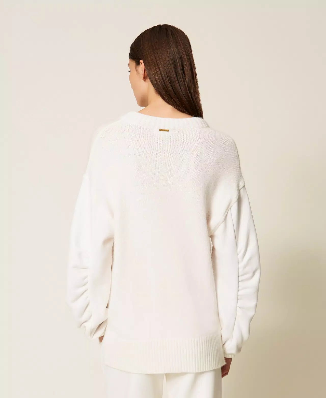 Maglia tricot con maniche in felpa Twinset