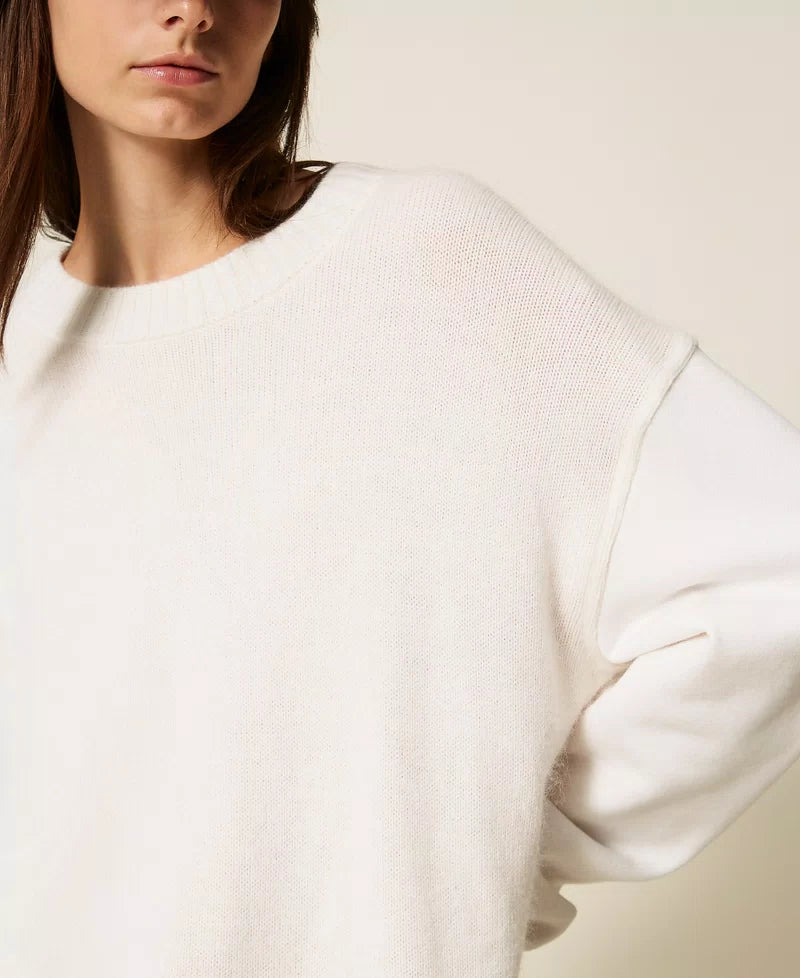 Maglia tricot con maniche in felpa Twinset