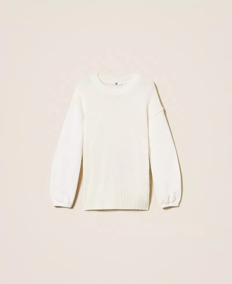 Maglia tricot con maniche in felpa Twinset