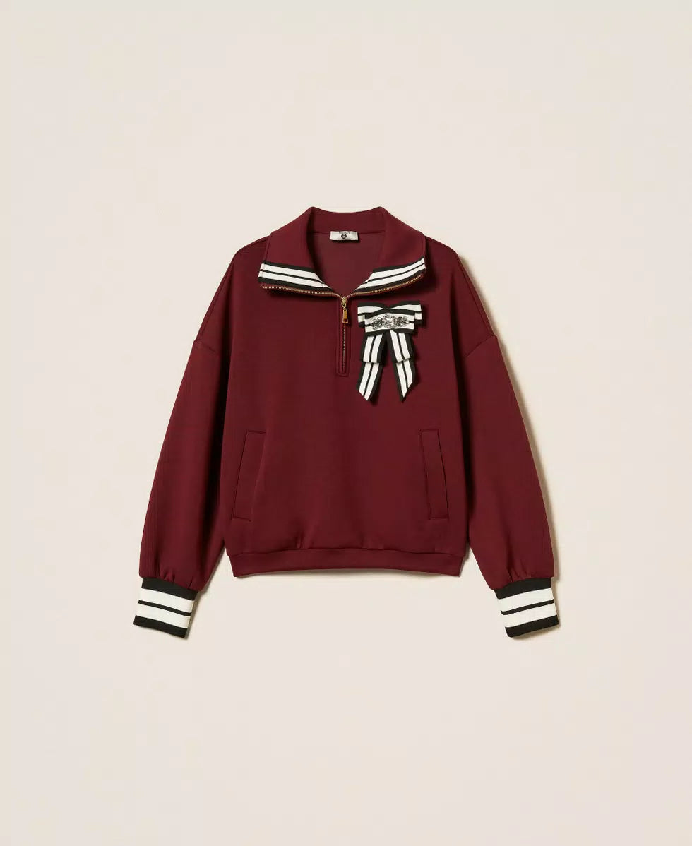 Felpa in tessuto scuba con spilla Twinset