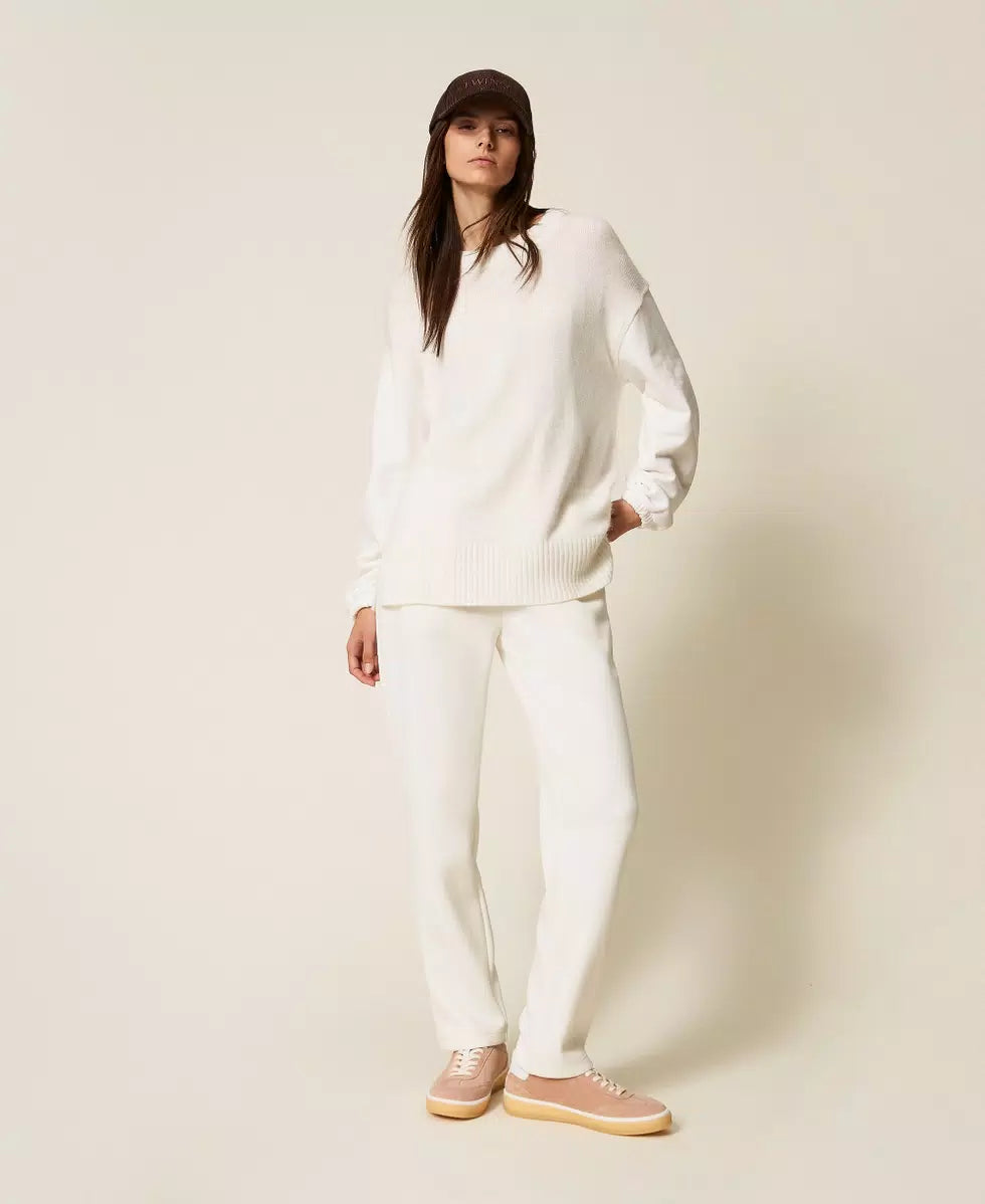 Pantaloni a sigaretta in tessuto scuba Twinset