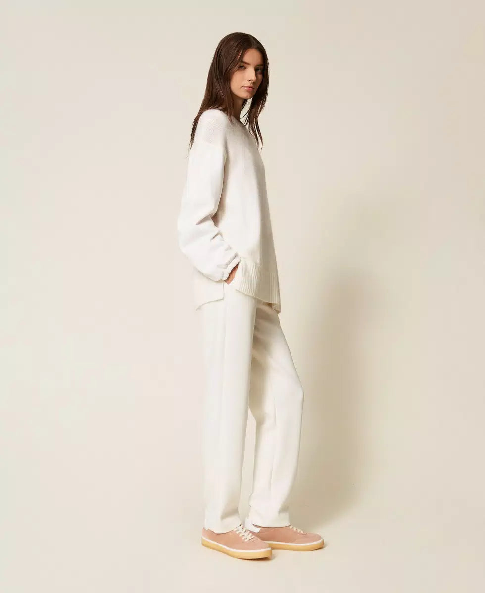 Pantaloni a sigaretta in tessuto scuba Twinset