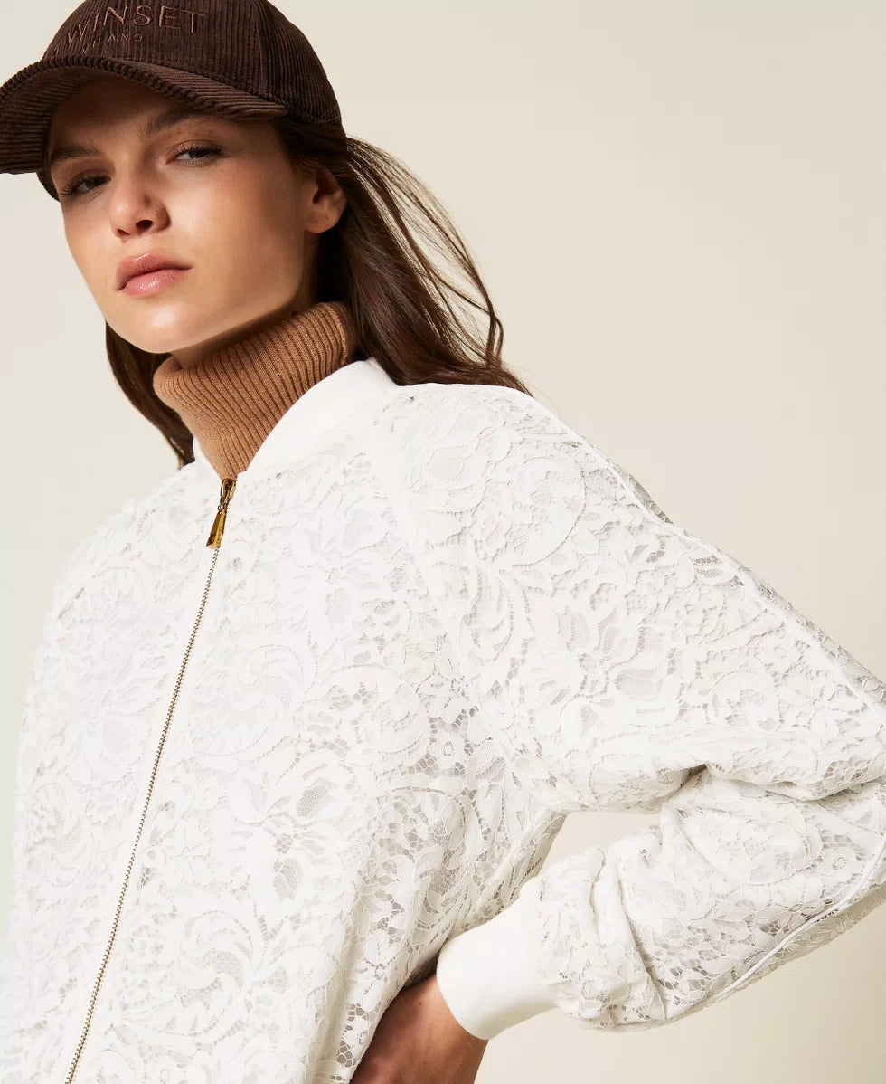 Felpa in pizzo con zip Twinset