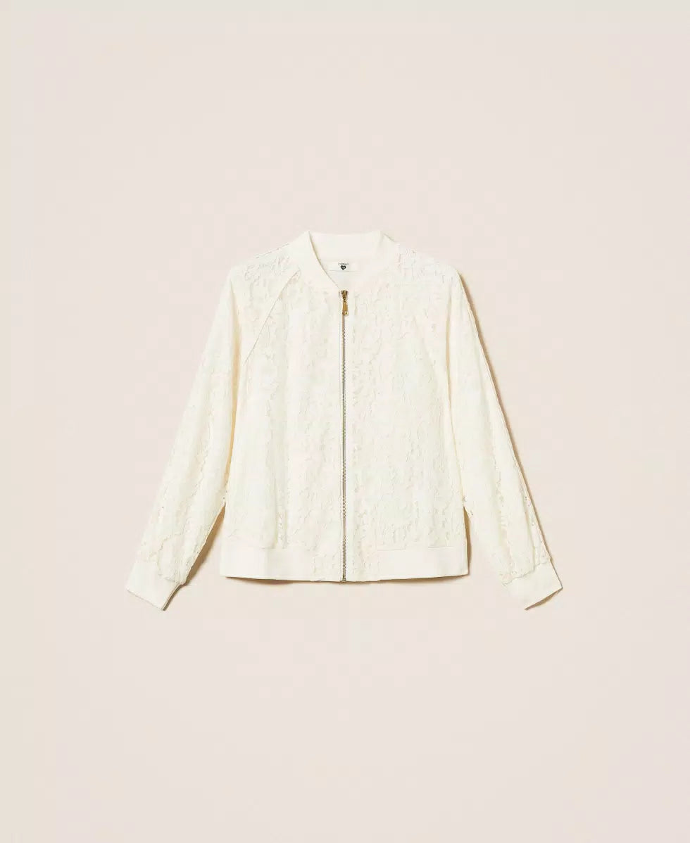 Felpa in pizzo con zip Twinset