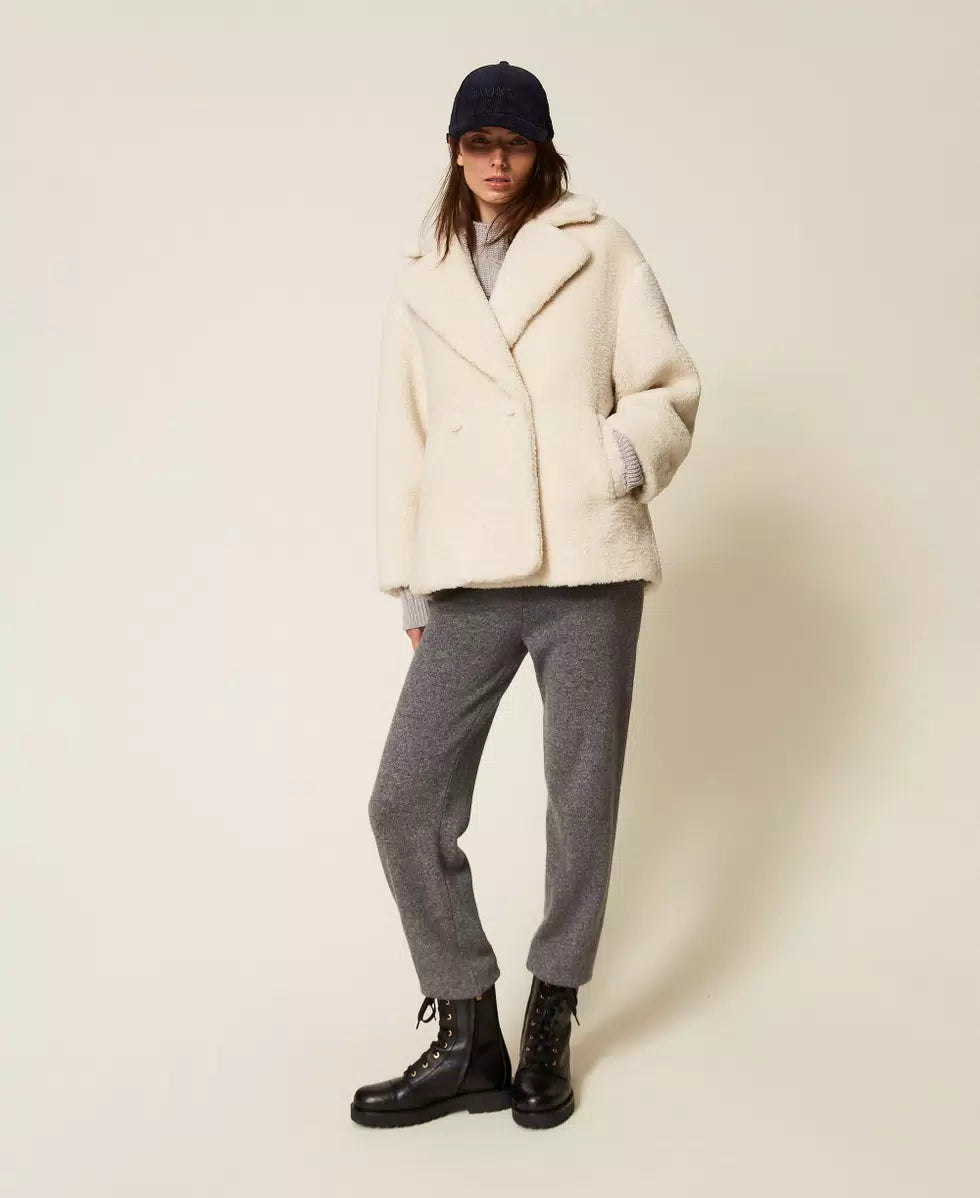 Caban in faux fur con lurex Twinset