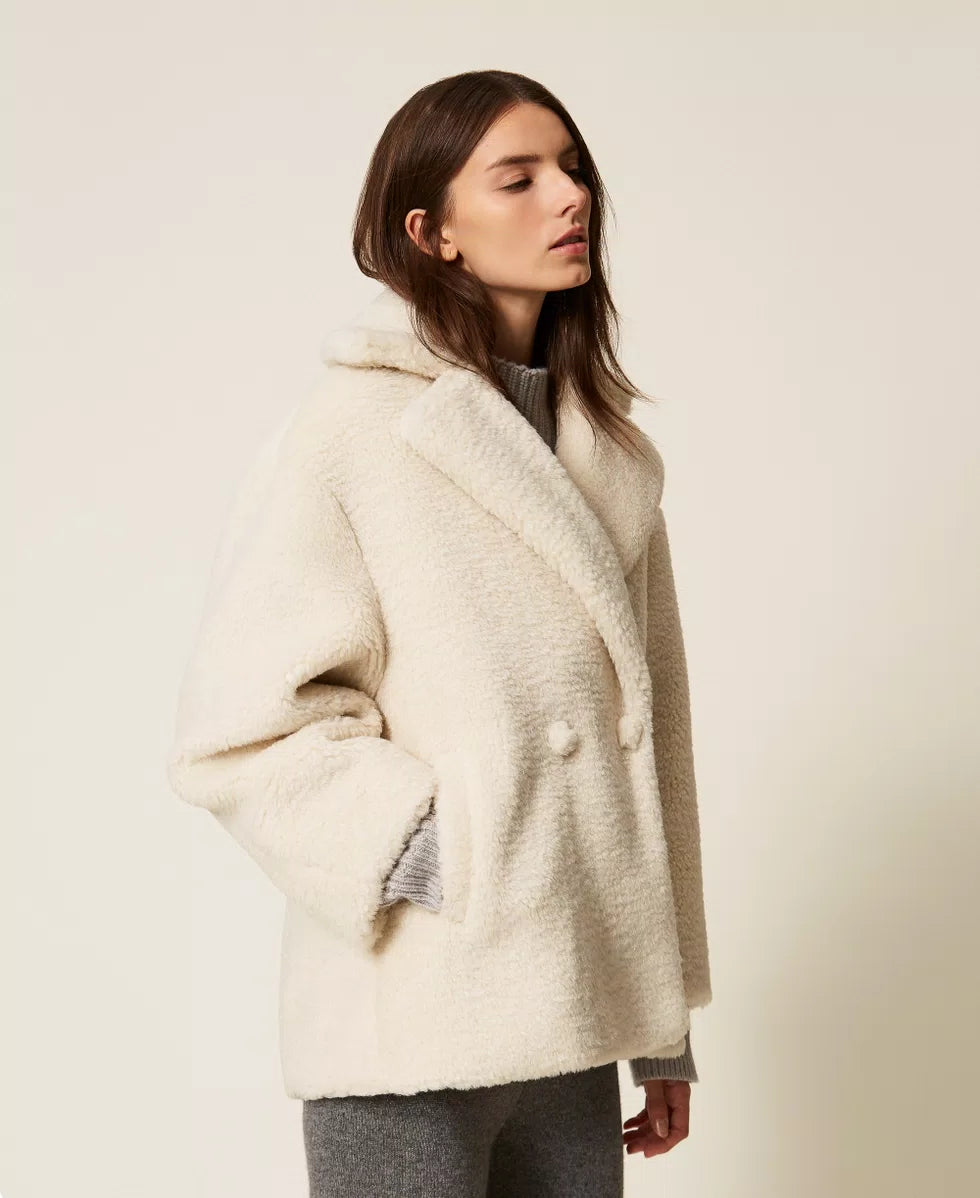 Caban in faux fur con lurex Twinset