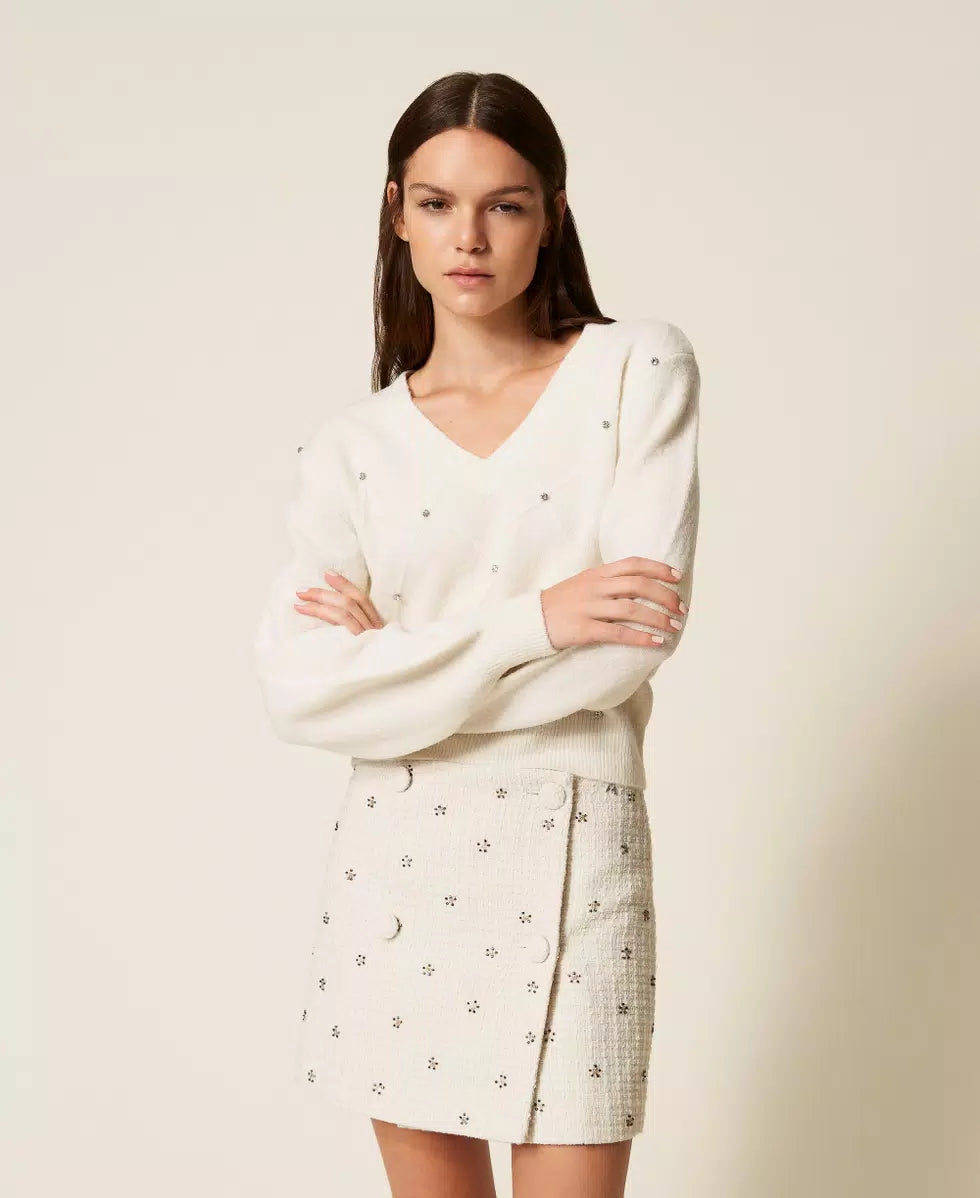 Maglia in misto lana con ricamo di perle TWINSET