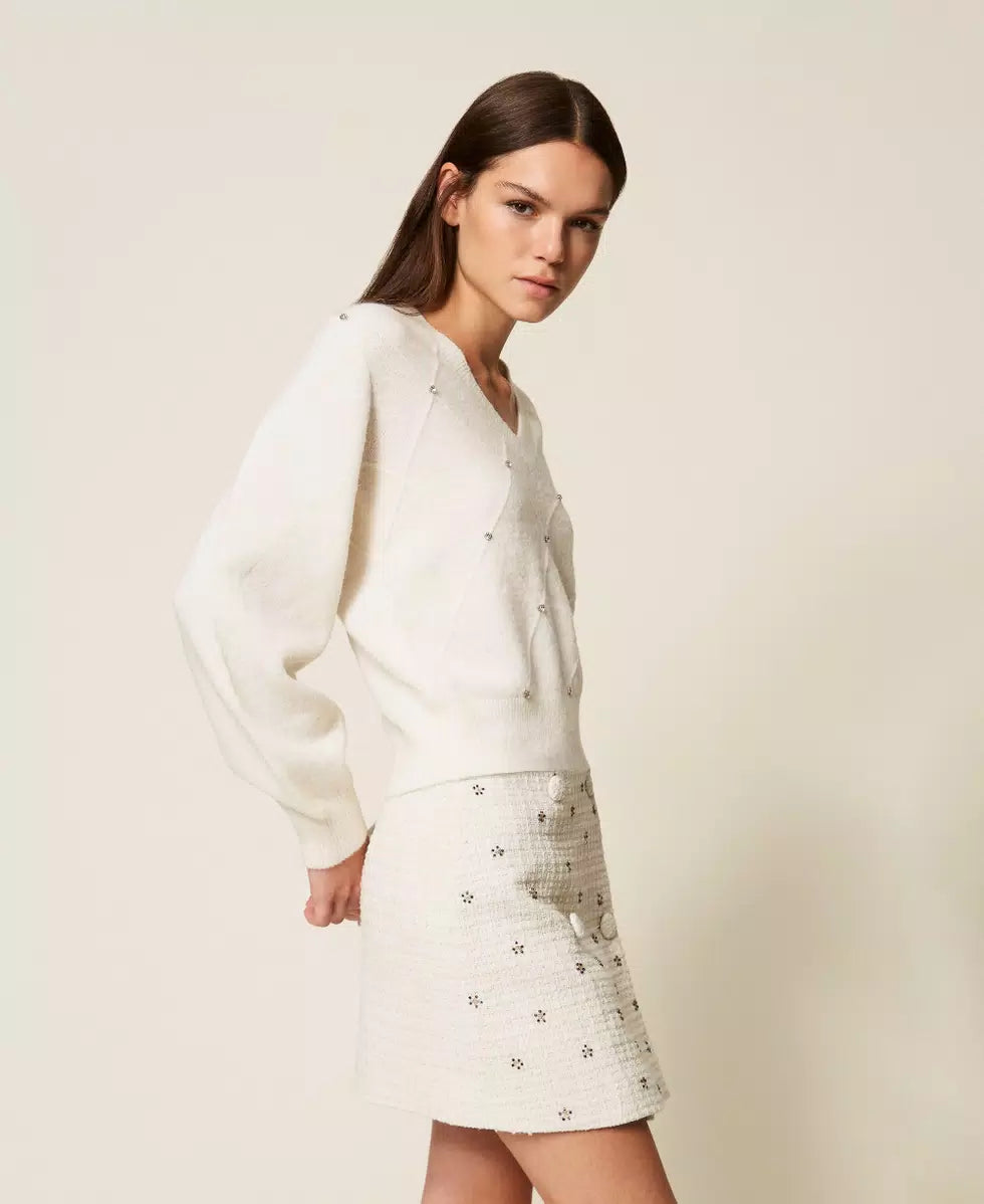 Maglia in misto lana con ricamo di perle TWINSET