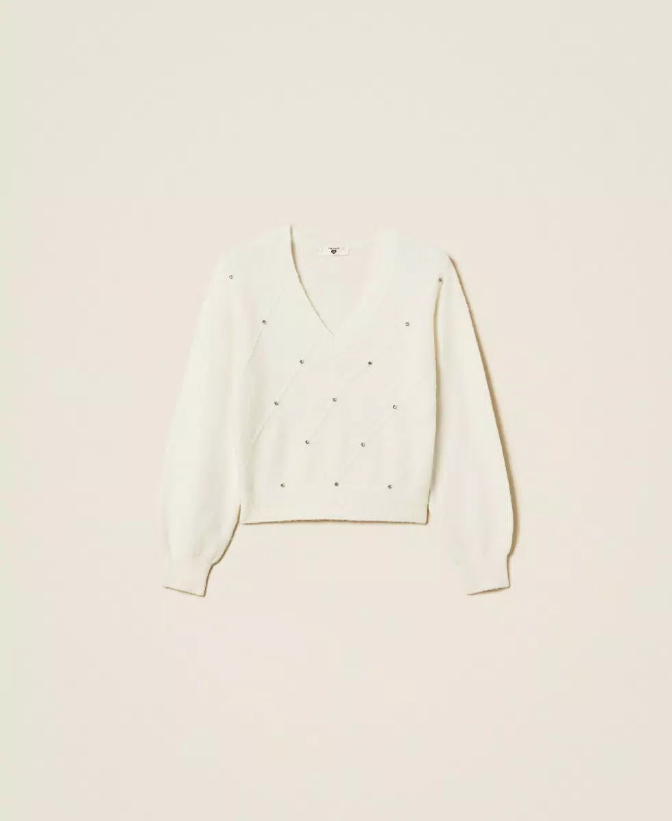 Maglia in misto lana con ricamo di perle TWINSET