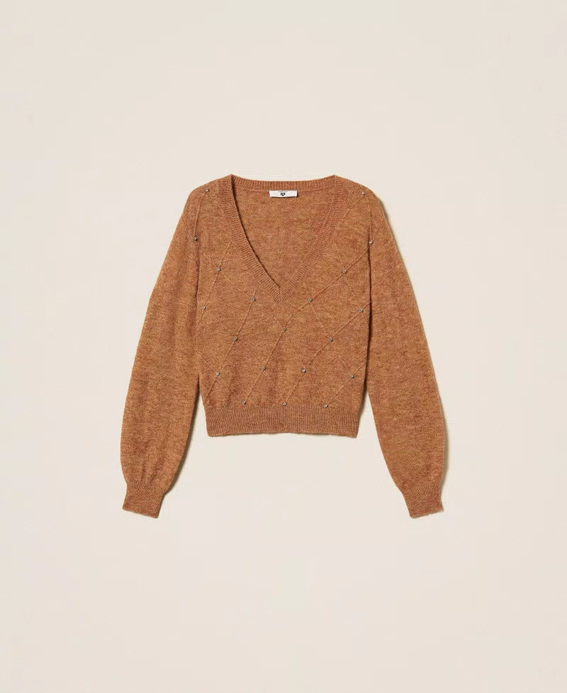 Maglia in misto lana con ricamo di perle TWINSET