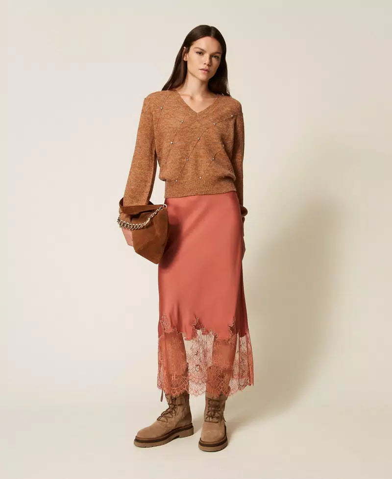 Maglia in misto lana con ricamo di perle TWINSET