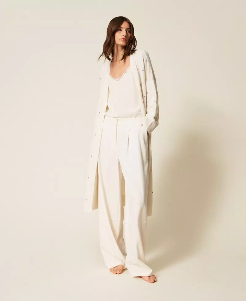 Cardigan lungo a rombi con ricamo Twinset