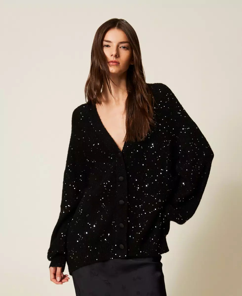 Cardigan in filato di paillettes Twinset