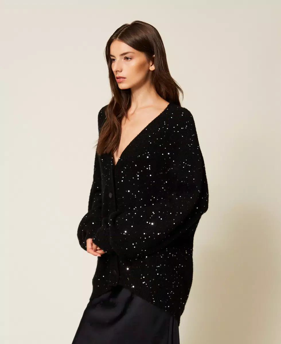 Cardigan in filato di paillettes Twinset