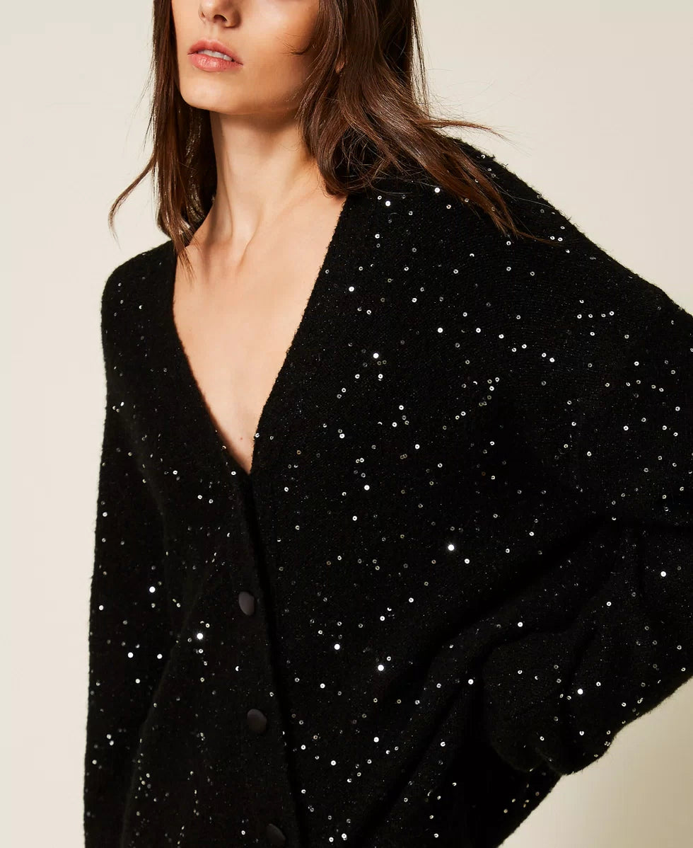 Cardigan in filato di paillettes Twinset